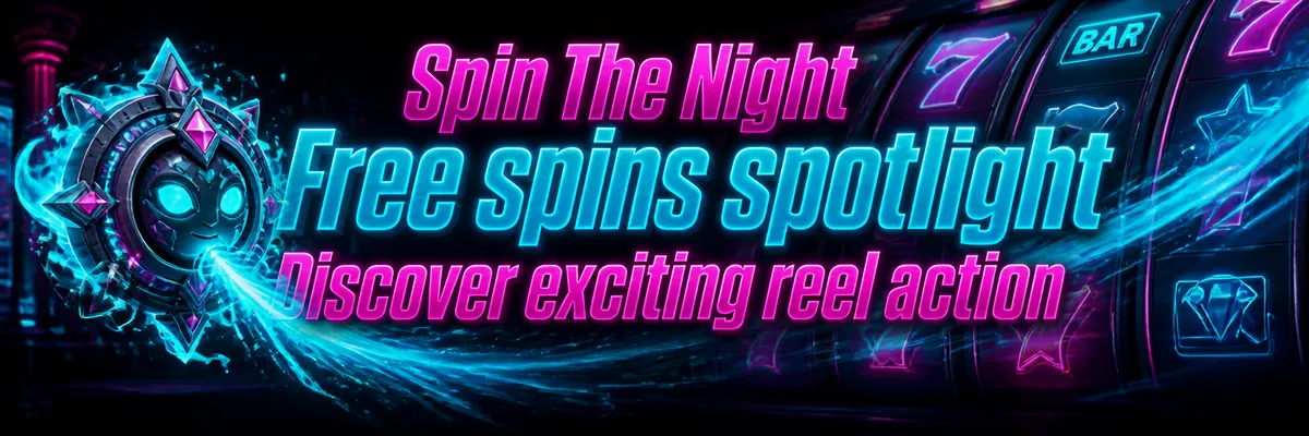 Neon amulet mascot beside luminous slot reels with cyan symbols and magenta highlights